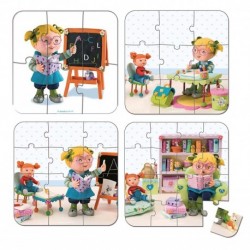 Maleta de 4 puzles - Lisa juega a ser maestra