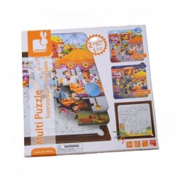 Pack 2 puzles + Dibujo para colorear - El parque de atracciones - 36 piezas